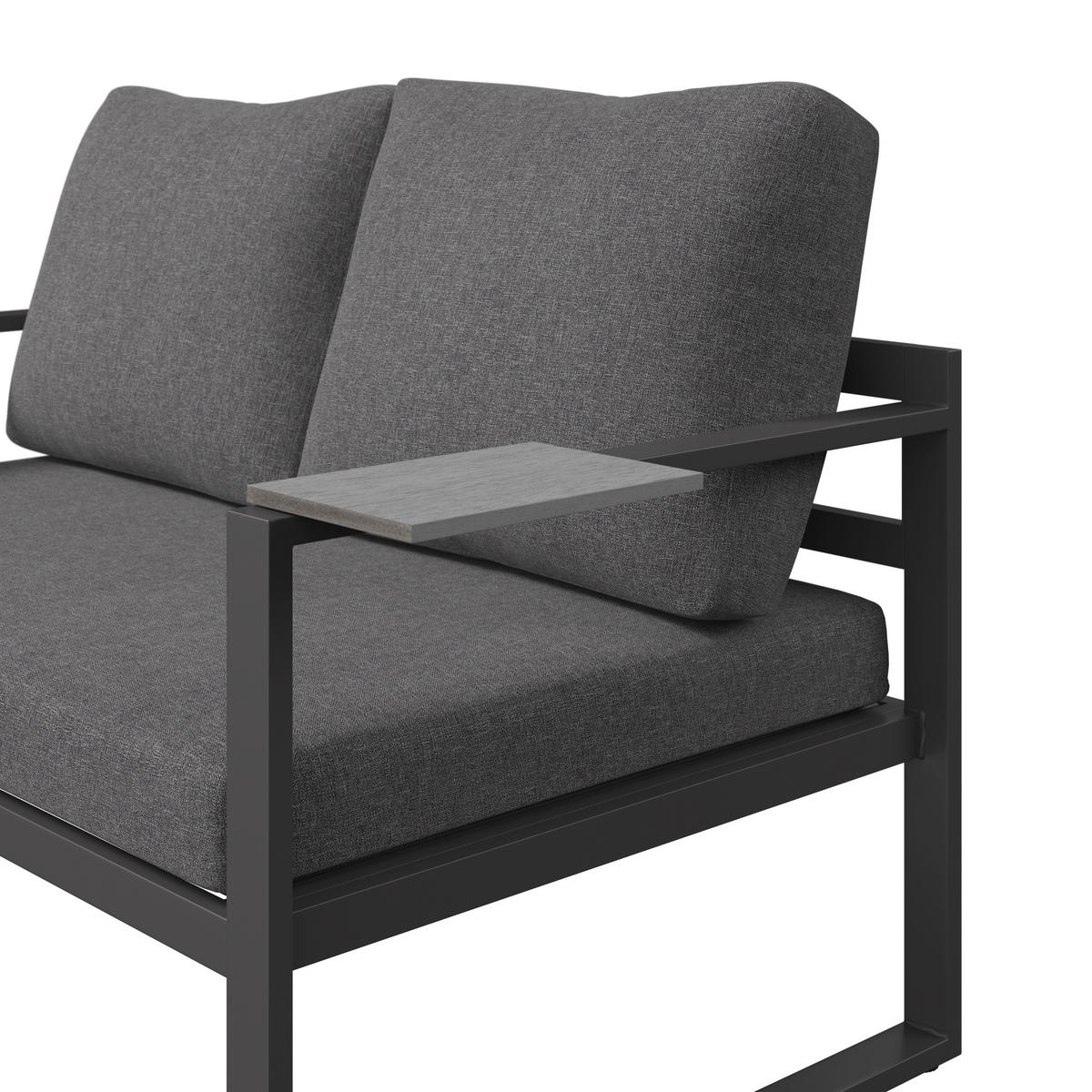 LOUNGEGARNITUR Stahl  - Dunkelgrau/Anthrazit, MODERN, Kunststoff/Textil (155/65/74cm) - Ambia Garden