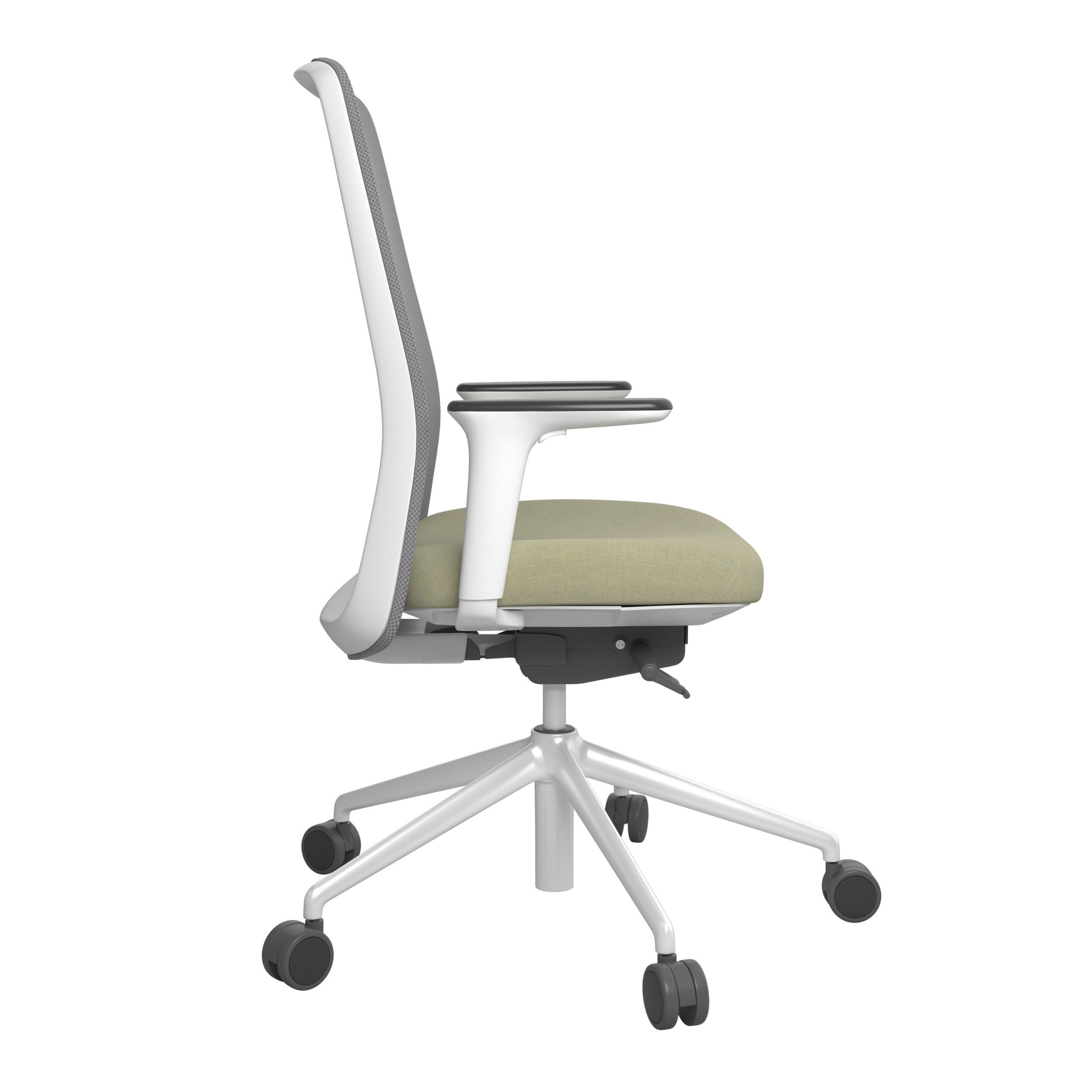 Thumbnail - Drehstuhl, Grau, Weiß, Pastellgrün, Metall, Kunststoff, Textil, Drehkreuz, 70x103-115x70 cm, Stoffauswahl, Sitzfläche 36...