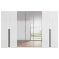 DREHTÜRENSCHRANK 350/223/61 cm,  in Weiß, Weiß Hochglanz, 7-türig  - Chromfarben/Weiß Hochglanz, Basics, Glas/Holzwerkstoff (350/223/61cm) - Novel
