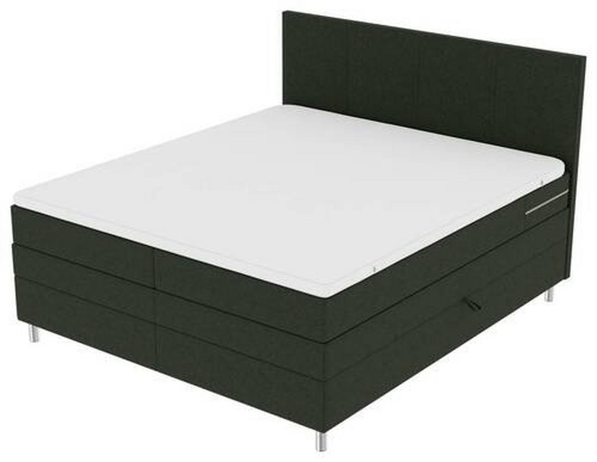 BOXSPRINGBETT 200/200 cm,  in Grün, Bettkasten, Topper, Matratzen, H3 = fest  - Chromfarben/Grün, KONVENTIONELL, Kunststoff/Textil (200/200cm) - Boxxx