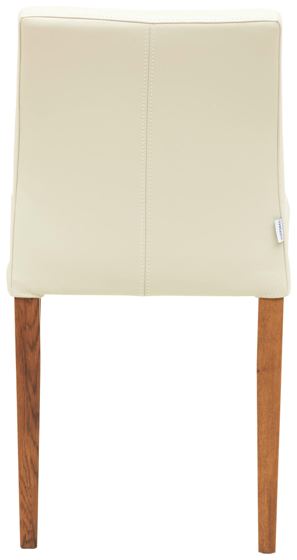 STUHL Echtleder Beige  - Beige/Walnussfarben, MODERN, Leder (47,5/87/57,5cm) - Livetastic