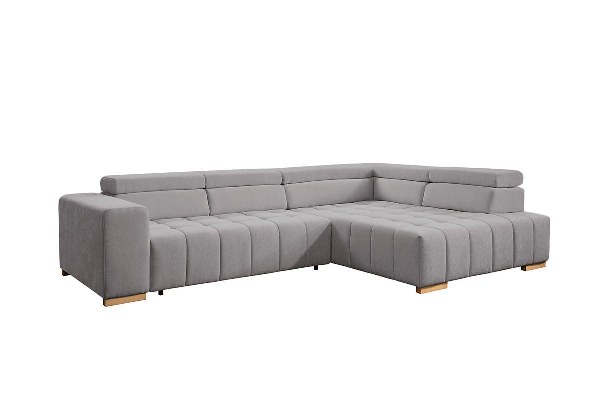 ECKSOFA in Chenille Braun  - Naturfarben/Braun, Design, Holz/Textil (307/201cm) - Livetastic