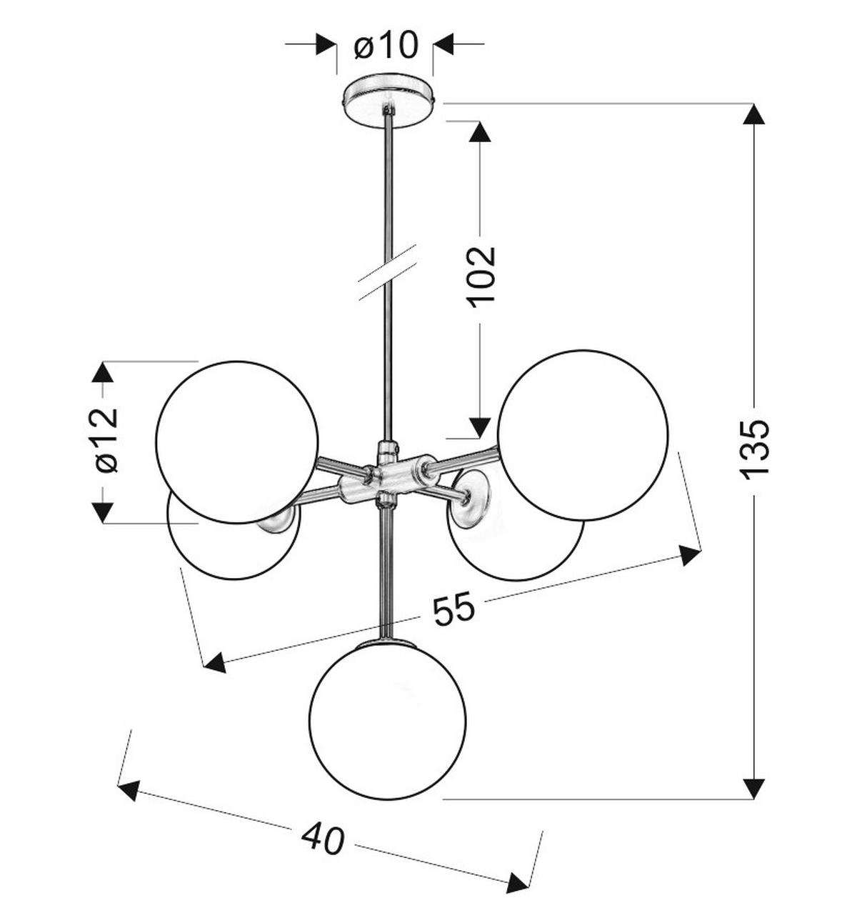 HÄNGELEUCHTE 40/57/135 cm   - Messingfarben, KONVENTIONELL, Metall (40/57/135cm)