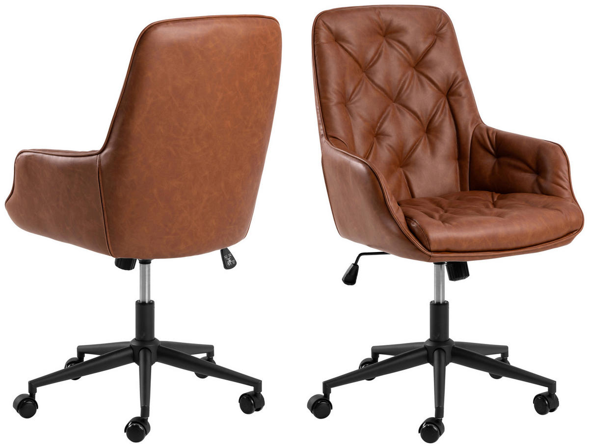 PISARNIŠKI STOL tekstil rjava, črna  - črna/rjava, Design, kovina/tekstil (106/60/67,5cm) - MID.YOU