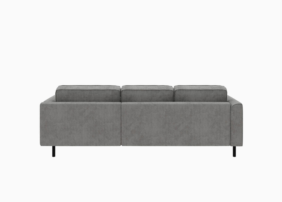 ECKSOFA  in Cord Dunkelgrau  232/161 cm  - Dunkelgrau/Schwarz, MODERN, Textil/Metall (232/161cm) - Trendmanufaktur