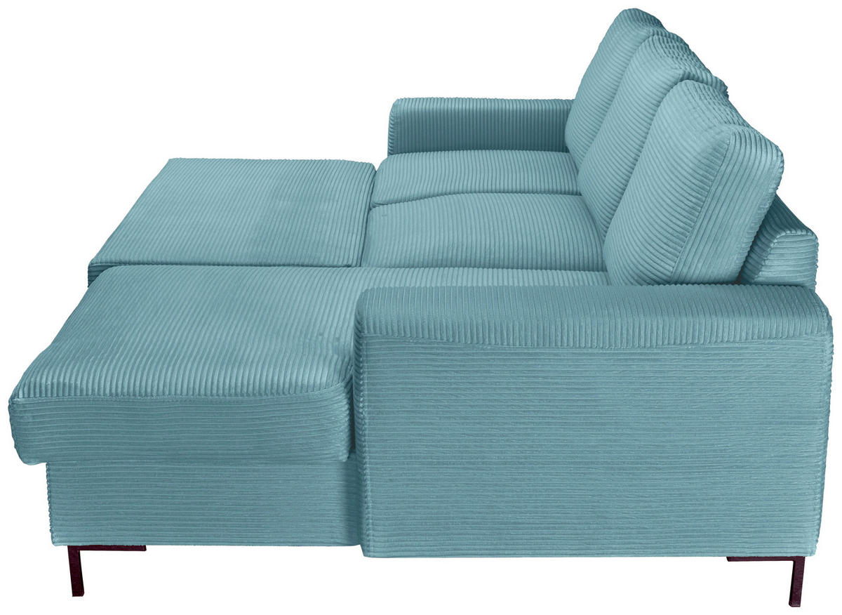 ECKSOFA Türkis Cord  - Türkis/Schwarz, KONVENTIONELL, Textil/Metall (240/150cm) - Carryhome