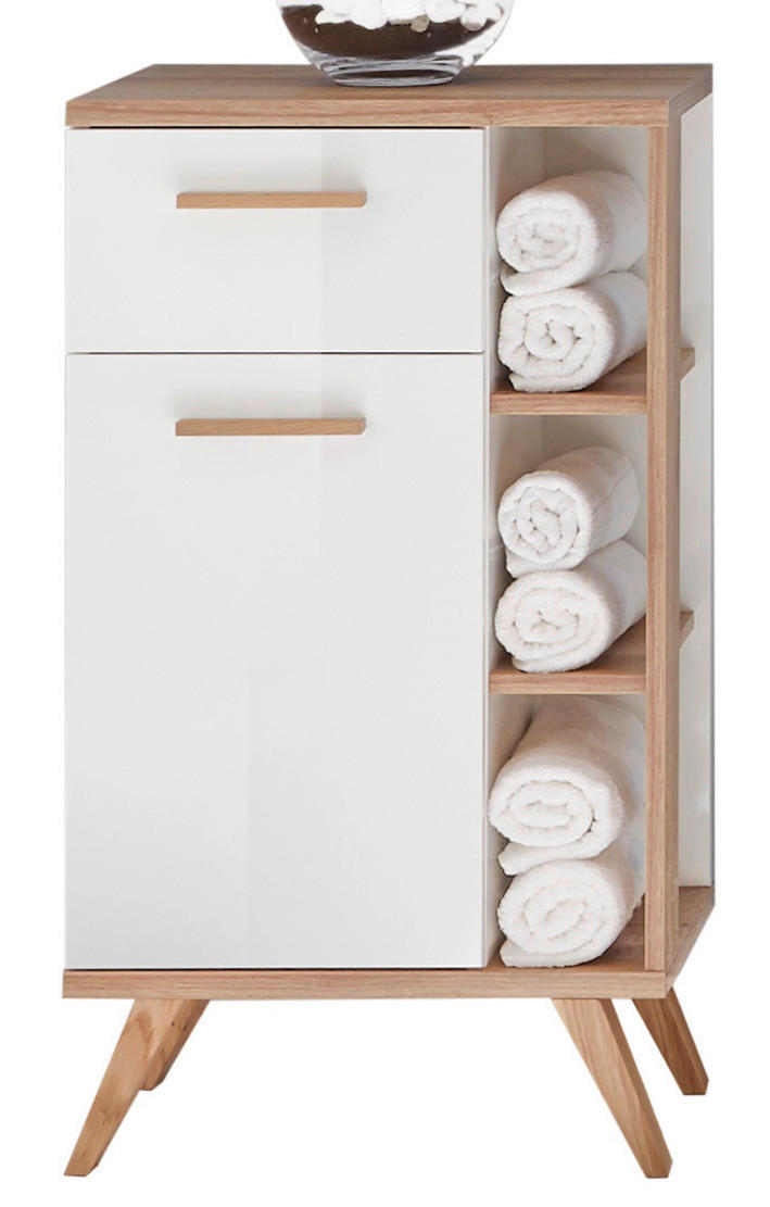 UNTERSCHRANK 50,5/89,5/33 cm   - Eichefarben/Weiß, KONVENTIONELL, Glas/Holzwerkstoff (50,5/89,5/33cm) - Xora