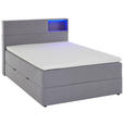 BOXSPRINGBETT 120/200 cm  in Hellgrau  - Hellgrau/Schwarz, Design, Holz/Textil (120/200cm) - Xora