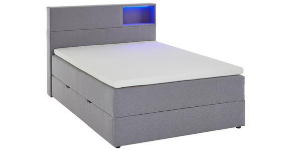 BOXSPRINGBETT 120/200 cm in Hellgrau - Hellgrau/Schwarz, Design, Holz/Textil (120/200cm) - Xora