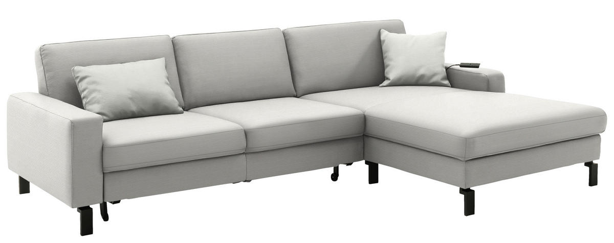 ECKSOFA Cord Greige  - Greige/Schwarz, Design, Textil/Metall (298/185cm) - Pure Home Lifestyle