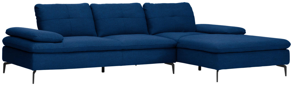 ECKSOFA in Webstoff Blau  - Blau/Schwarz, Design, Textil/Metall (301/179cm) - Chilliano
