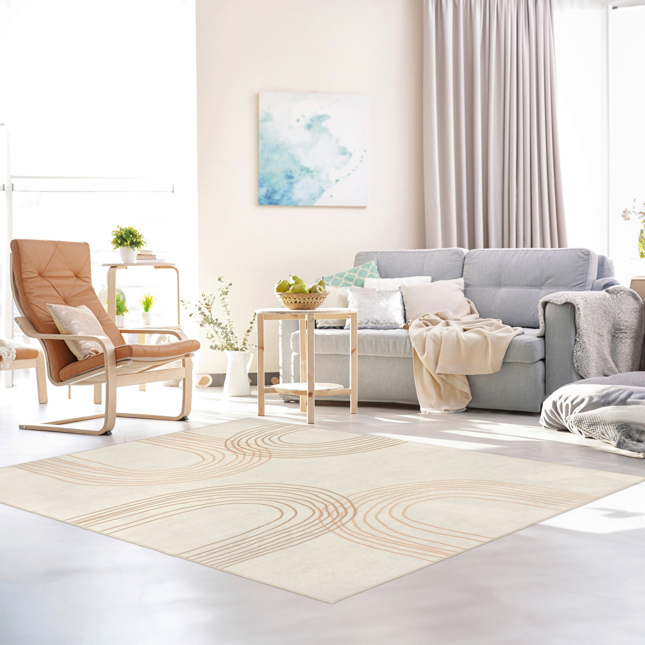 KOBEREC TKANÝ NA PLOCHO, 160/230 cm, pískové barvy, koňaková - pískové barvy/koňaková, Design, textil/plast (160/230cm) - Lindorug