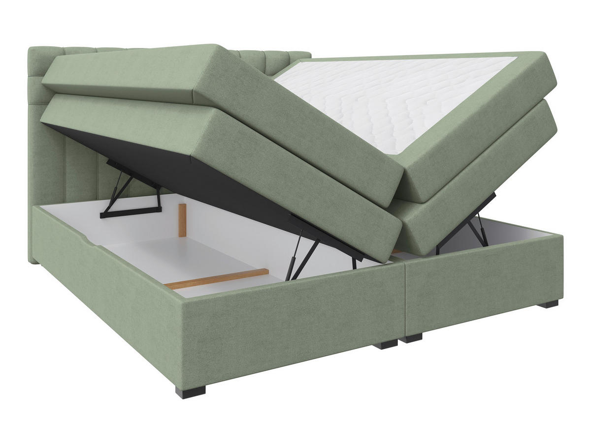 BOXSPRINGBETT 160/200 cm,  in Grün, Bettkasten, Topper, Matratzen, H3 = fest  - Schwarz/Grün, KONVENTIONELL, Kunststoff/Textil (160/200cm) - Boxxx