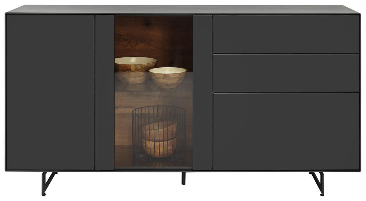 SIDEBOARD  in 174/80/44 cm  - Anthrazit, Natur, Glas/Holz (174/80/44cm) - Valnatura