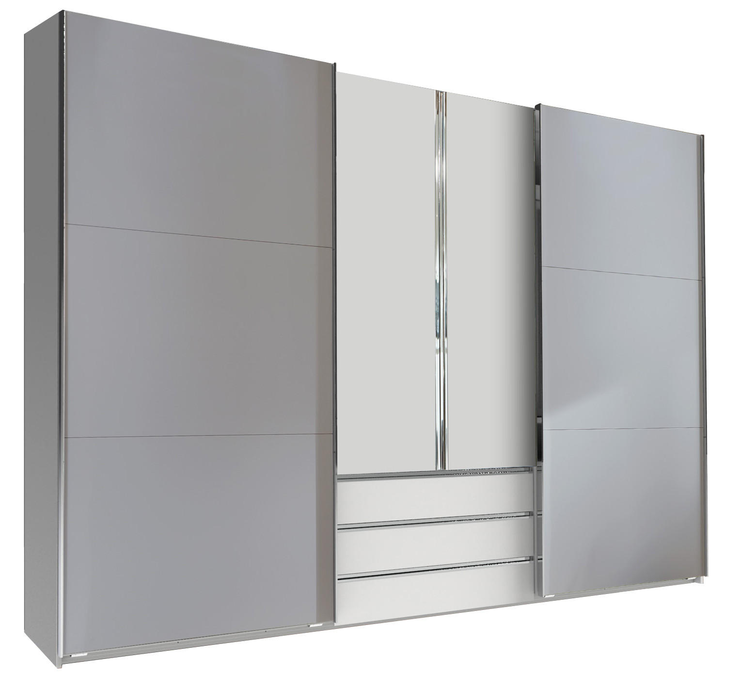 SCHWEBETÜRENSCHRANK 300/216/65 cm 4-türig  - Chromfarben/Hellgrau, MODERN, Holzwerkstoff/Metall (300/216/65cm) - MID.YOU