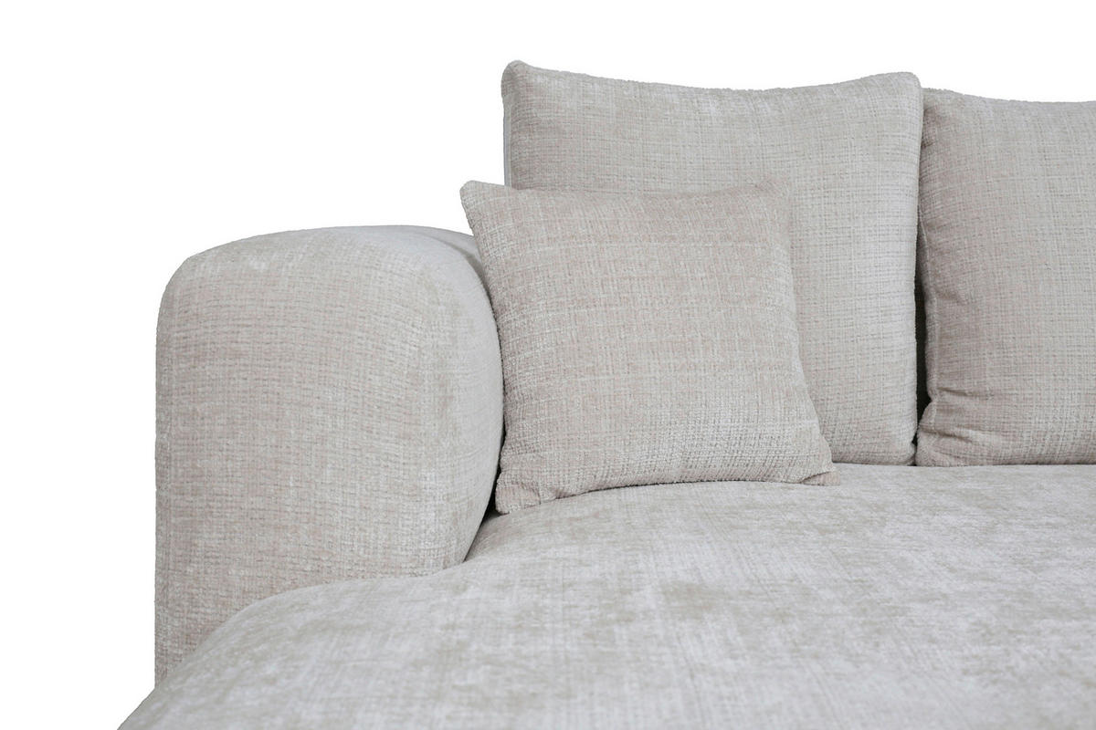ECKSOFA Creme Chenille Zierkissen, Rückenkissen, Rücken echt  - Creme/Schwarz, MODERN, Kunststoff/Textil (188/276cm) - Milino