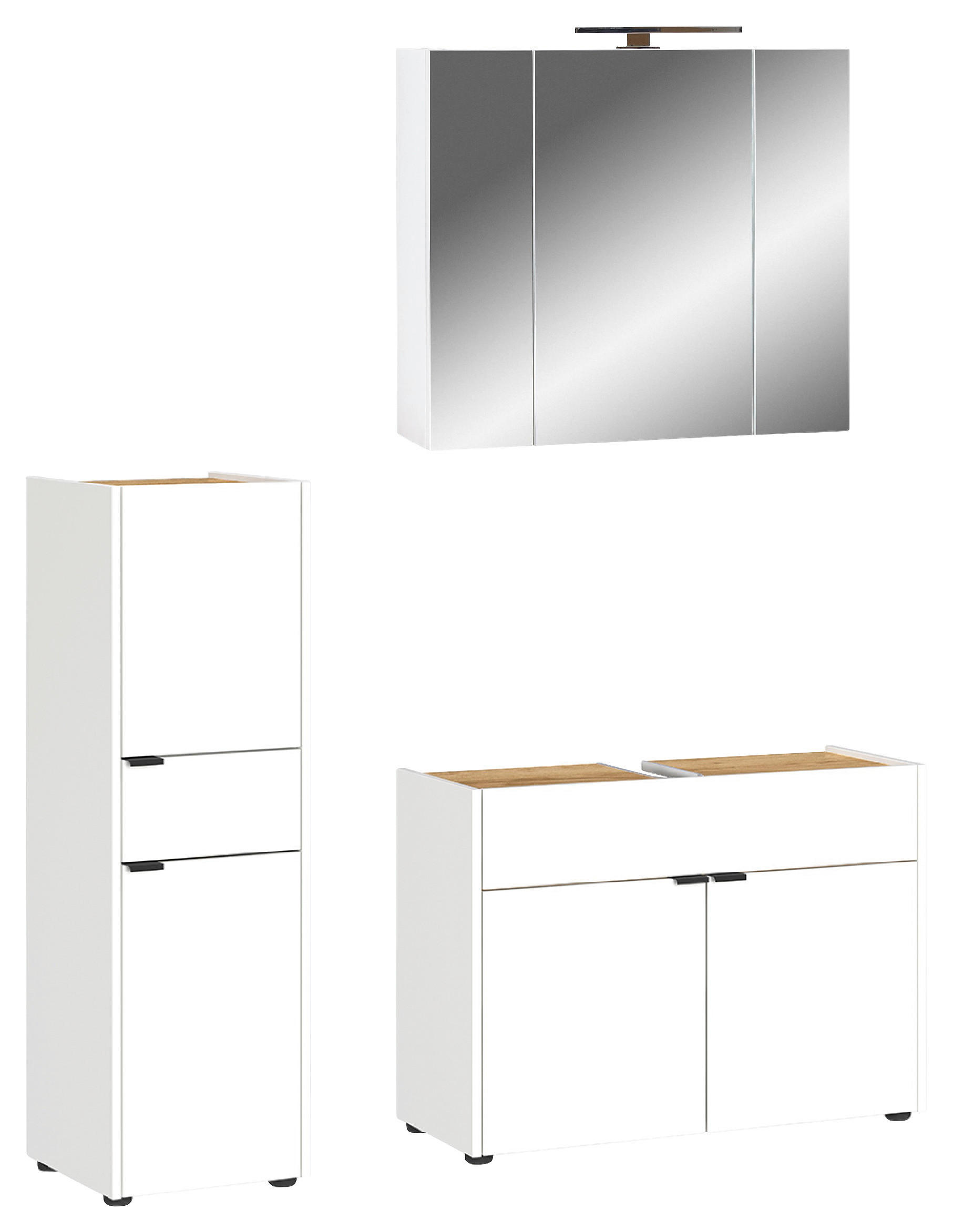 BADEZIMMER 3-teilig  in 129 cm  - Eichefarben/Schwarz, MODERN, Holzwerkstoff/Kunststoff (129cm) - Germania