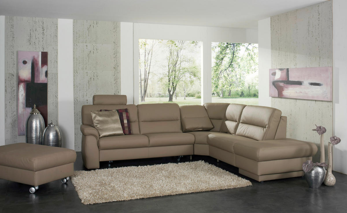 SEDEŽNA GARNITURA, pravo usnje bež  - črna/bež, Design, usnje (282/250cm) - Himolla