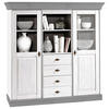 HIGHBOARD  in 143/145/45 cm  - Weiß/Grau, ROMANTIK / LANDHAUS, Glas/Holz (143/145/45cm) - Boxxx
