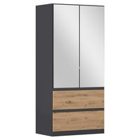 DREHTÜRENSCHRANK in Grau, Eiche Artisan  - Eiche Artisan/Grau, Modern, Holzwerkstoff (91/197/54cm) - Rauch Möbel
