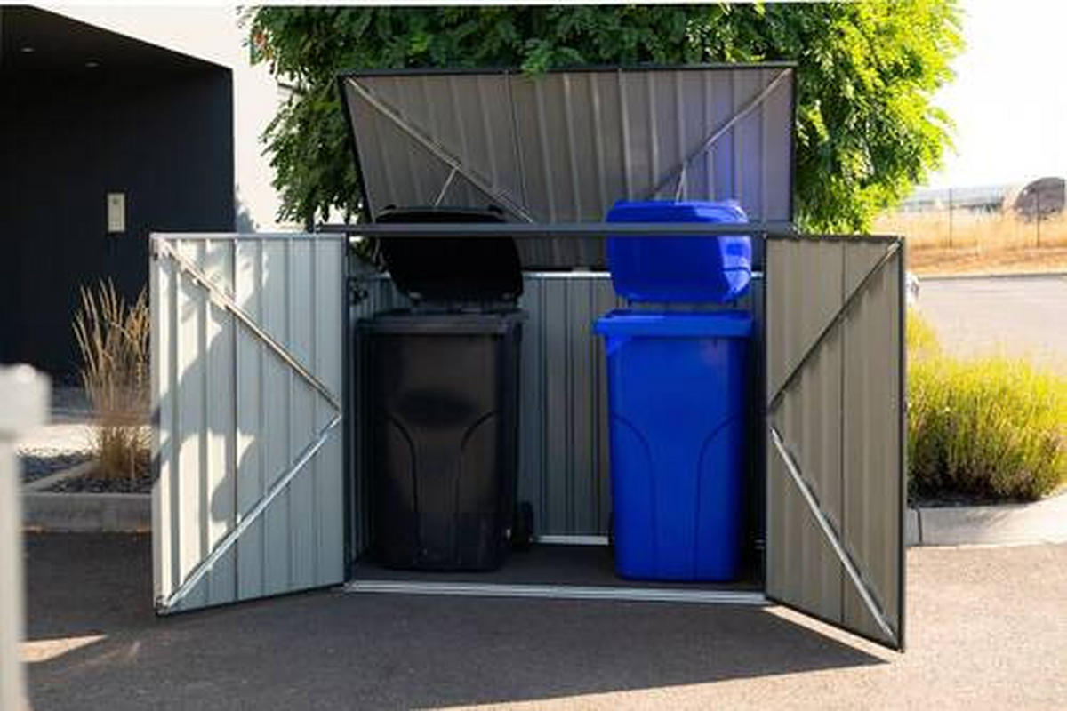 MÜLLTONNENBOX - Dunkelgrau, Basics, Metall (172/131/100cm) - Ambia Garden