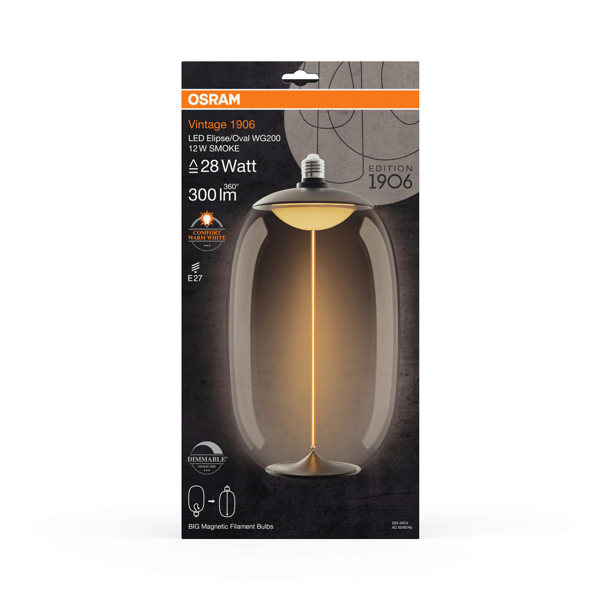 LED-LEUCHTMITTEL   E27 12 W 300 lm  - Grau, KONVENTIONELL, Kunststoff (20/37cm)