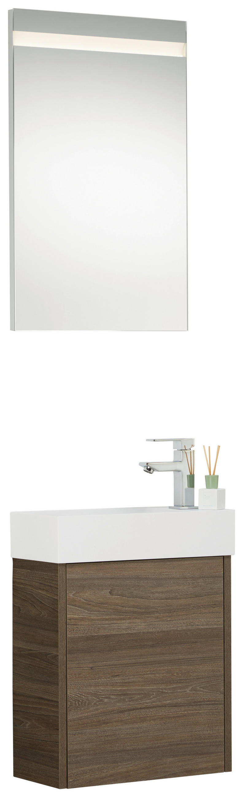 BADEZIMMER  in 45 cm  - Braun/Weiß, KONVENTIONELL, Glas/Holzwerkstoff (45cm) - Emilio Belluti