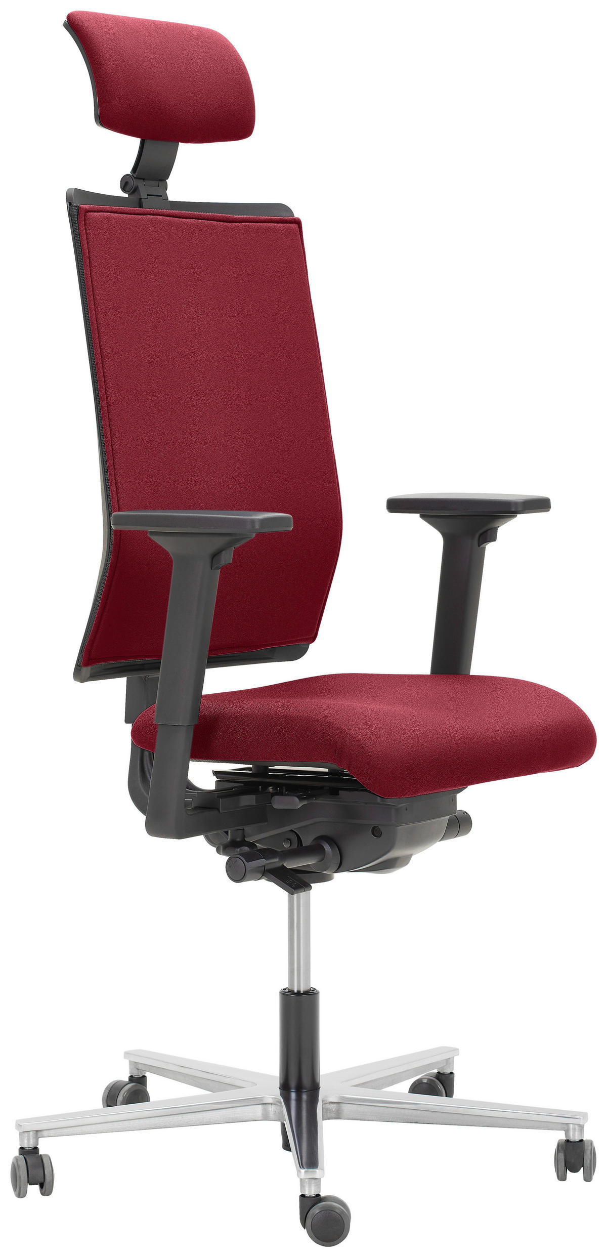 DREHSTUHL Schwarz, Alufarben, Bordeaux  - Bordeaux/Schwarz, KONVENTIONELL, Kunststoff/Textil (63/105/46cm) - Dieter Knoll