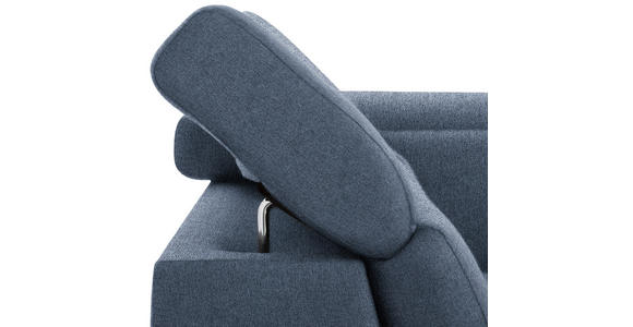 WOHNLANDSCHAFT inkl.Funktionen Blau Webstoff - Blau/Silberfarben, Design, Textil/Metall (226/320/168cm) - Xora