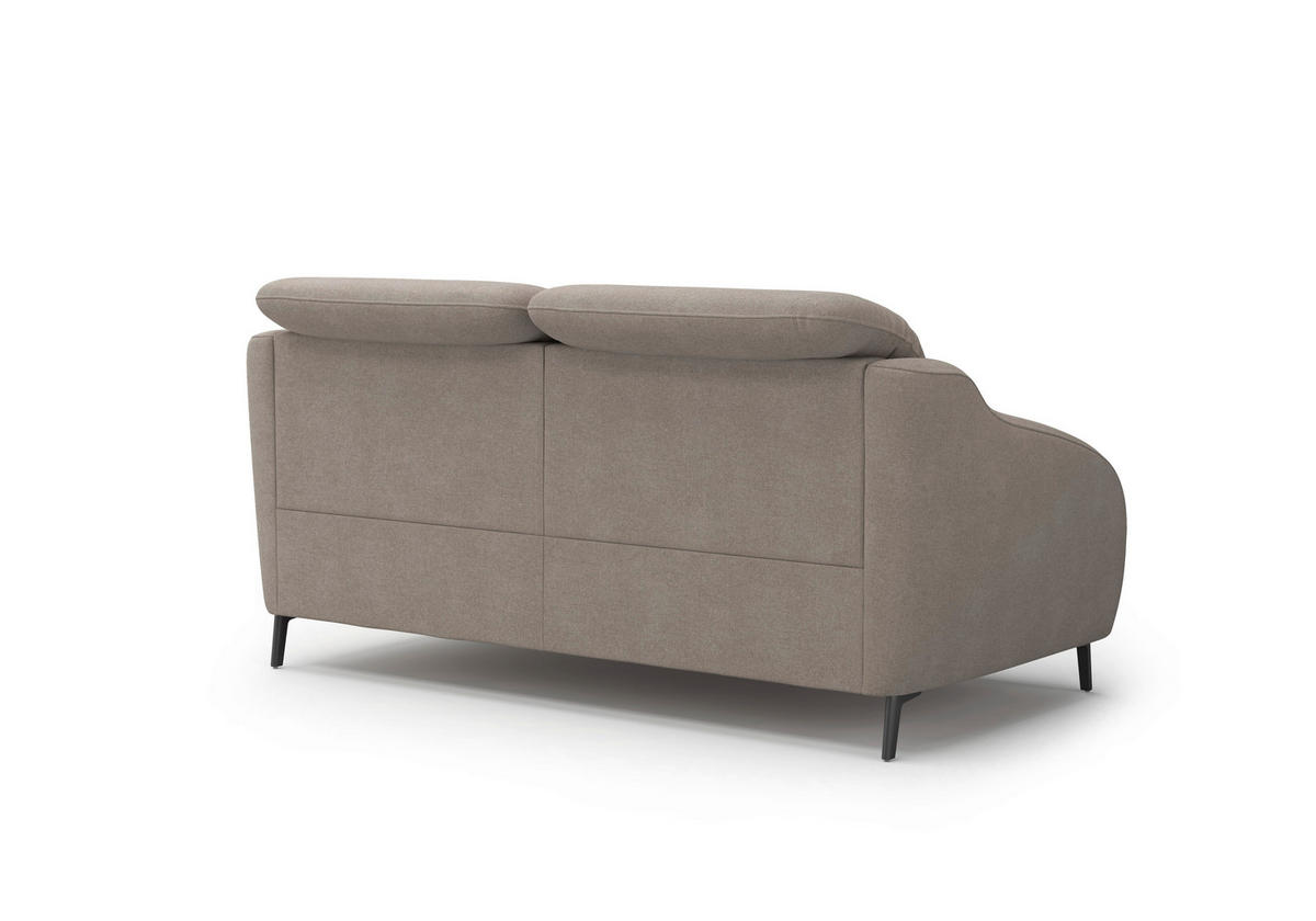 2,5-SITZER Mikrofaser Haselnussfarben  - Schwarz/Haselnussfarben, MODERN, Textil/Metall (172/93/104cm) - Sit & More