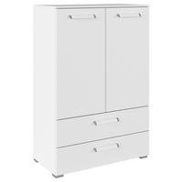 VISOKA KOMODA   80/119/42 cm   bijela  - bijela/srebrne boje, Design, drvni materijal/plastika (80/119/42cm) - Novel
