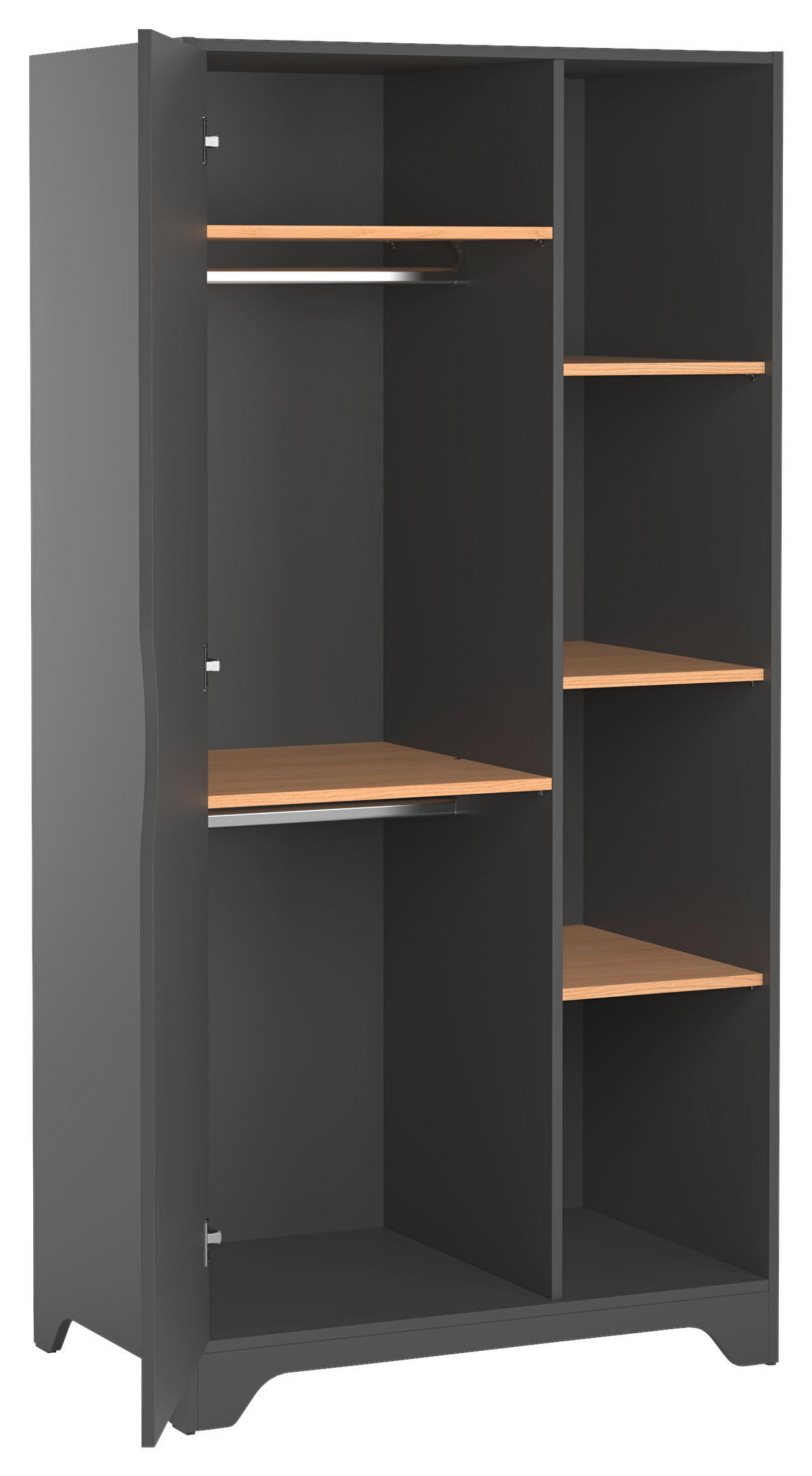  KINDERKLEIDERSCHRANK Leaf Graphitfarben  - Graphitfarben, MODERN, Holzwerkstoff (88,5/179,5/52cm) - MID.YOU