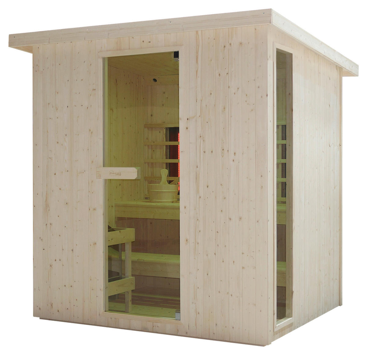 INFRAROTKABINE für 4-6 Personen Lahti  - Fichtefarben, KONVENTIONELL, Holz (198/181,5/202,2cm) - Sanotechnik