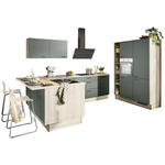ECKKÜCHE XO 10  in Grün, Tannenholzfarben  - Tannenholzfarben/Schwarz, Basics, Holzwerkstoff/Metall (121,6/280/150cm) - Xora