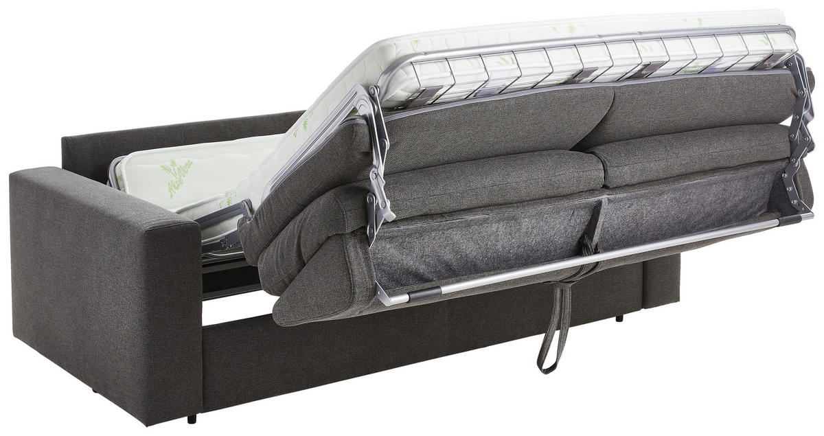 SCHLAFSOFA Webstoff Graphitfarben  - Schwarz/Graphitfarben, KONVENTIONELL, Kunststoff/Textil (218/84/98cm) - Novel