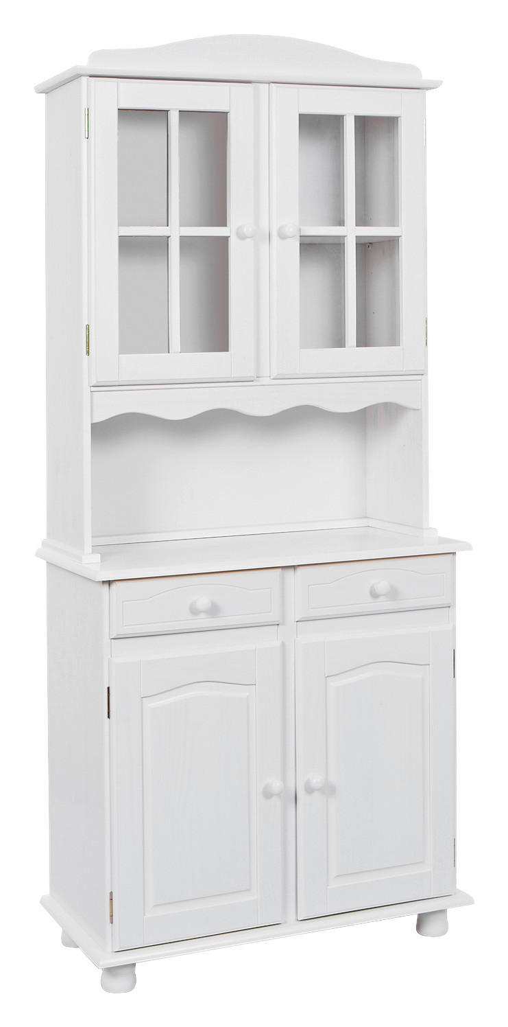 BUFFET  in massiv Kiefer Weiß  - Weiß, LIFESTYLE, Glas/Holz (88/198/43cm) - MID.YOU