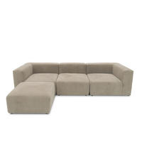 ECKSOFA Schlammfarben Cord, Mikrofaser  - Schlammfarben/Schwarz, Design, Kunststoff/Textil (301/69/193cm) - MID.YOU