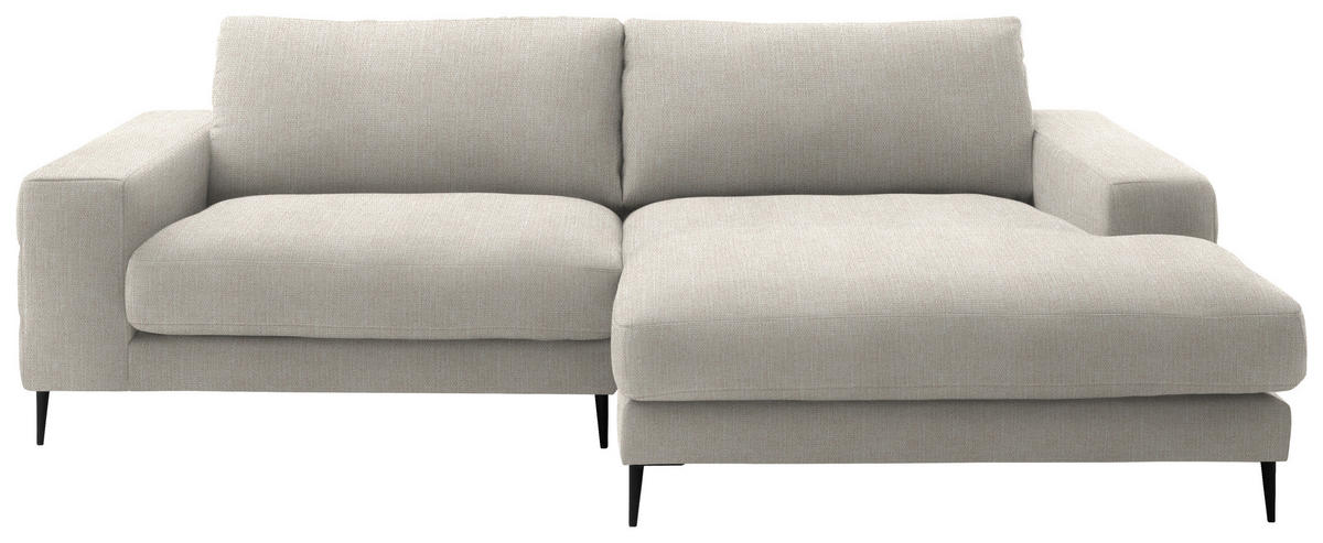 ECKSOFA in Flachgewebe Naturfarben  - Schwarz/Naturfarben, Design, Textil/Metall (253/177cm) - Dieter Knoll