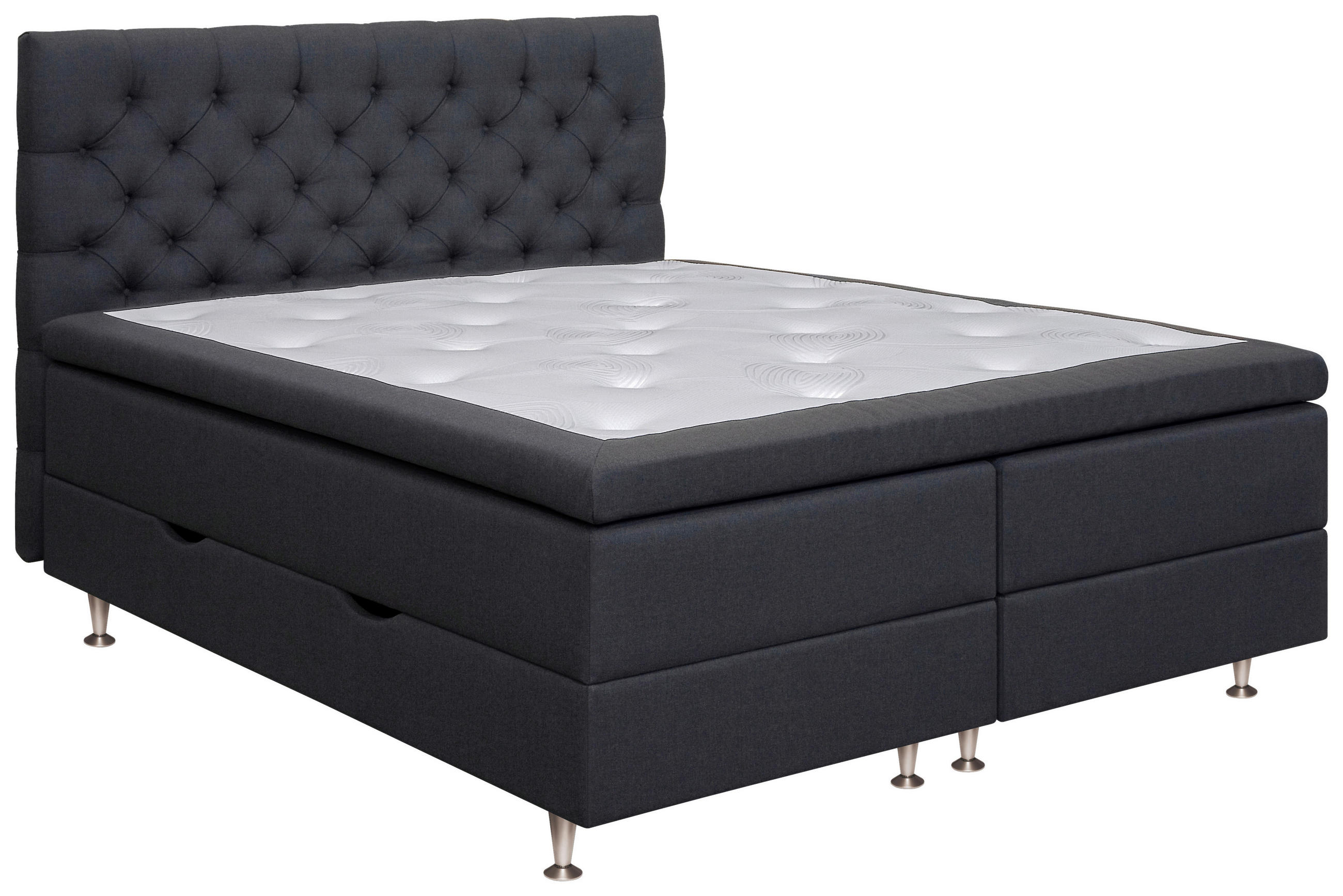 KONTINENTALSÄNG 180/200 cm  i mörkgrå  - mörkgrå/aluminiumfärg, Klassisk, metall/trä (180/200cm) - Cassando