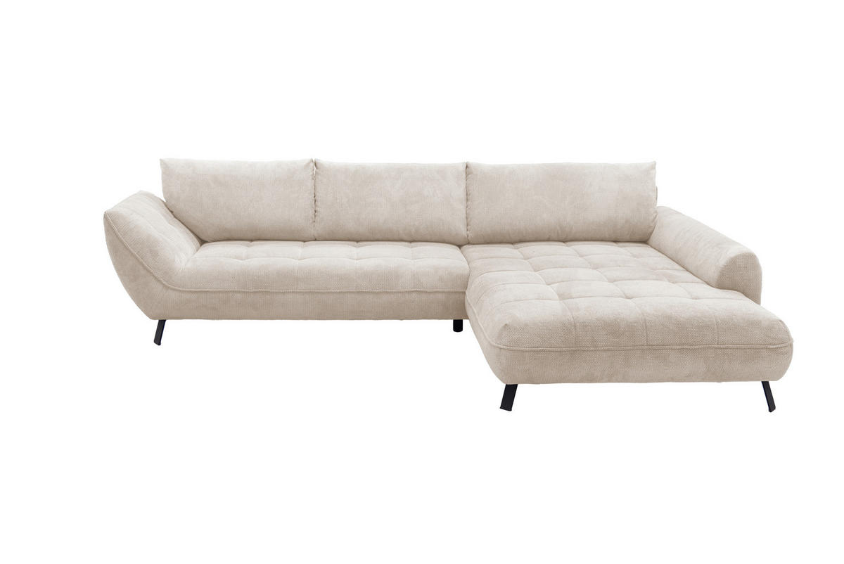 ECKSOFA in Struktur Beige  - Beige/Schwarz, Design, Textil/Metall (324/205cm) - Livetastic