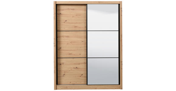 SCHIEBETÜRENSCHRANK 166/215,5/60 cm 2-türig Eiche Artisan  - Schwarz/Eiche Artisan, Basics, Glas/Holzwerkstoff (166/215,5/60cm) - Xora