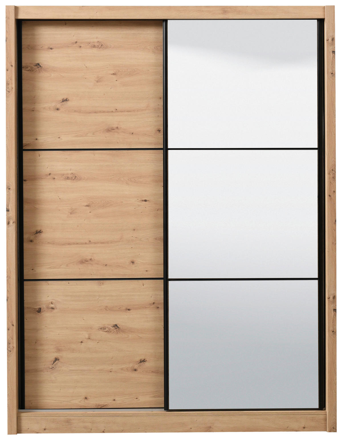 SCHIEBETÜRENSCHRANK 166/215,5/60 cm 2-türig Eiche Artisan  - Schwarz/Eiche Artisan, Basics, Glas/Holzwerkstoff (166/215,5/60cm) - Xora