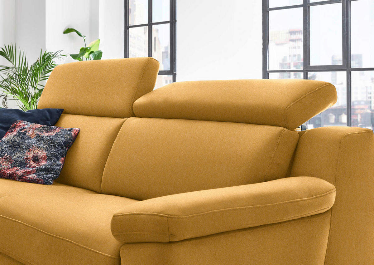 3-SITZER-SOFA in Chenille Gelb  - Gelb/Schwarz, Design, Textil/Metall (230/104/104cm) - Valdera
