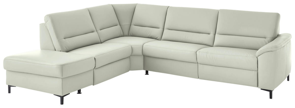 ECKSOFA  in Echtleder Silberfarben  249/290 cm  - Silberfarben/Schwarz, KONVENTIONELL, Leder/Metall (249/290cm) - Beldomo Premium