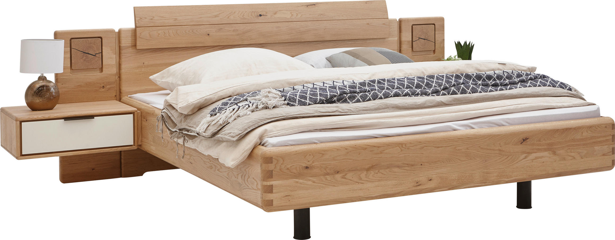 SCHLAFZIMMER Grau, Eichefarben  - Eichefarben/Grau, Design, Glas/Holz (180/200cm) - Valnatura