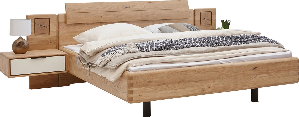 SCHLAFZIMMER Grau, Eichefarben  - Eichefarben/Grau, Design, Glas/Holz (180/200cm) - Valnatura