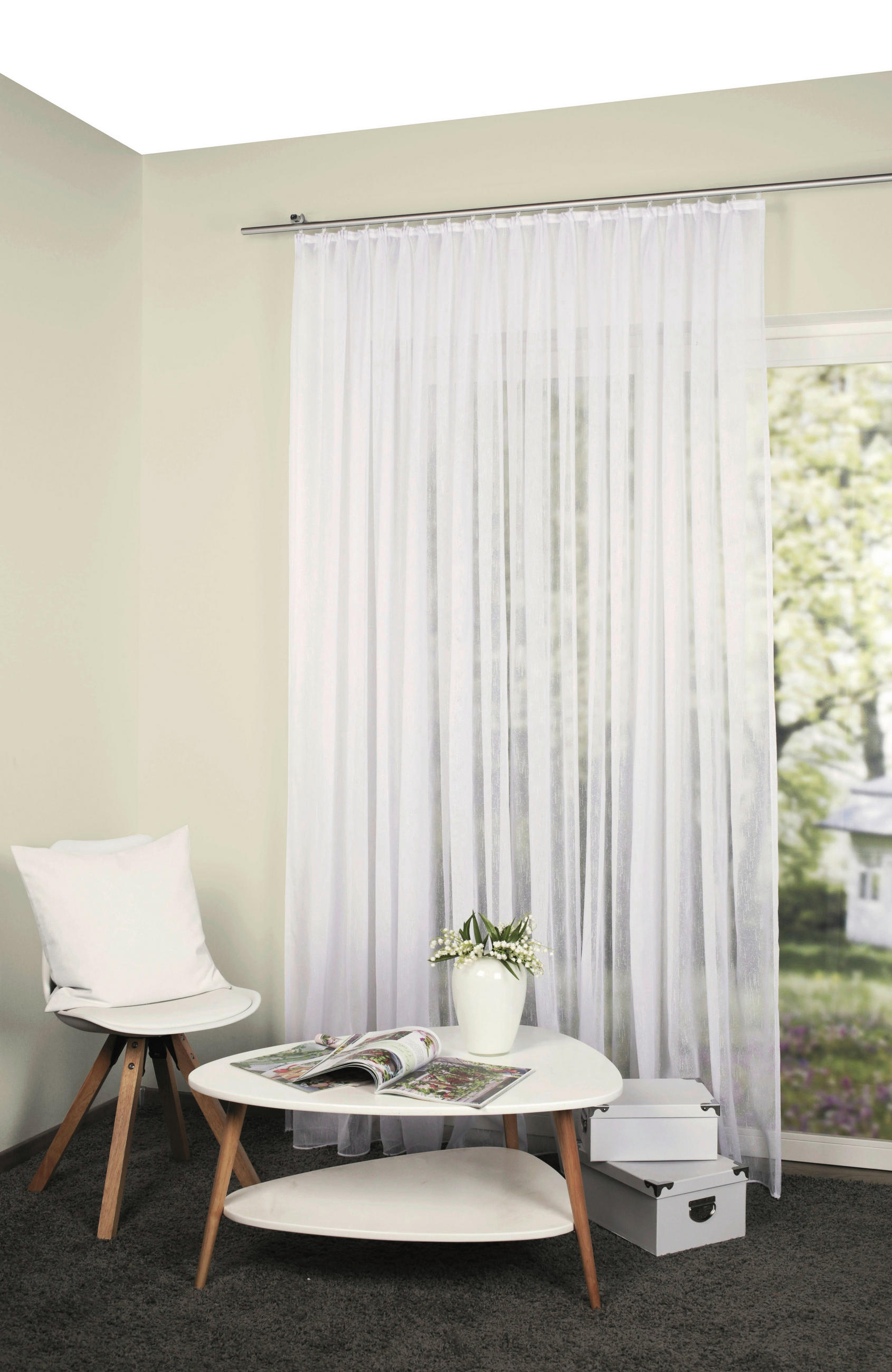 FERTIGSTORE  transparent   600/145 cm  - Creme, KONVENTIONELL, Textil (600/145cm)