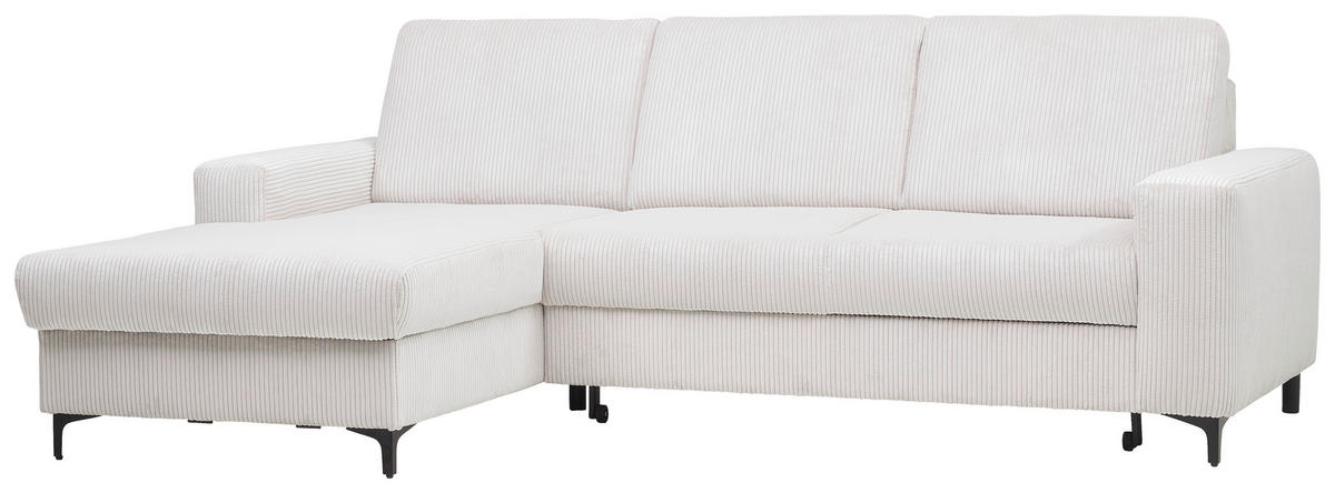 ECKSOFA in Cord Weiss, Perlmutt  - Weiss/Perlmutt, Konventionell, Textil/Metall (167/247cm) - Stylife