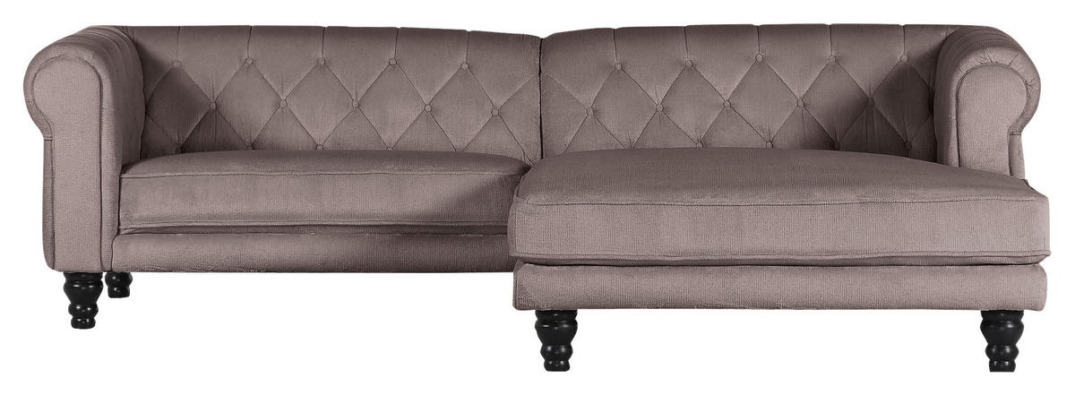 ECKSOFA in Plüsch Schlammfarben  260/160 cm  - Schlammfarben/Dunkelbraun, Design, Holz/Textil (260/160cm) - MID.YOU