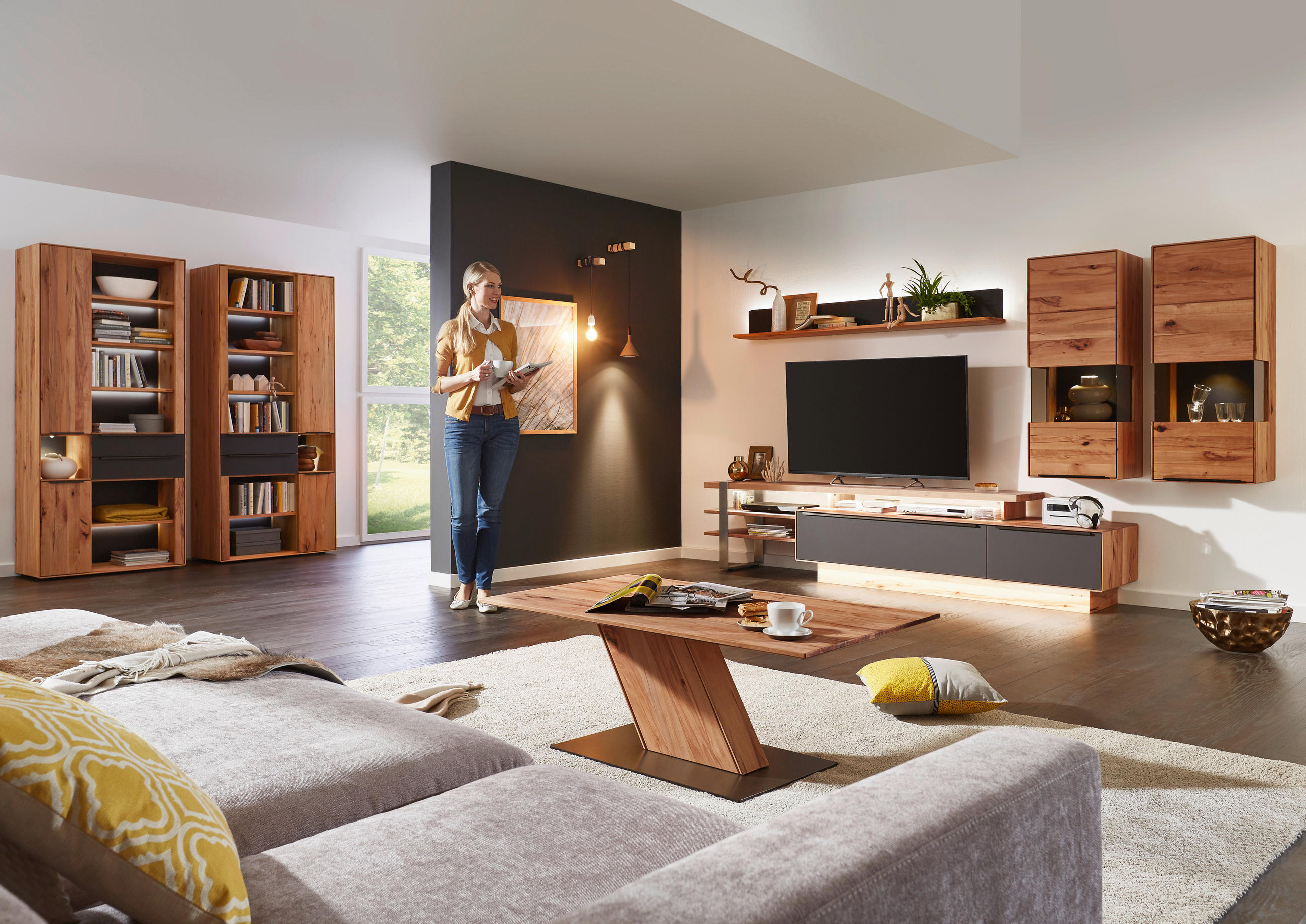 COUCHTISCH Buche massiv 115/65/45 cm rechteckig Buchefarben, Edelstahlfarben  - Edelstahlfarben/Buchefarben, Natur, Holz/Metall (115/65/45cm) - Valnatura